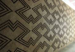 Carved clay wall, geometric pattern, Nando's restaurant in Abu Dhabi World Trade Centre, UAE