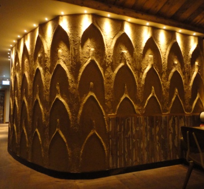 Embossed clay wall, Nando's restaurant in Bicester