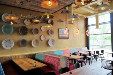 Handprint clay finish, Nando's restaurant in Leigh, Greater Manchester